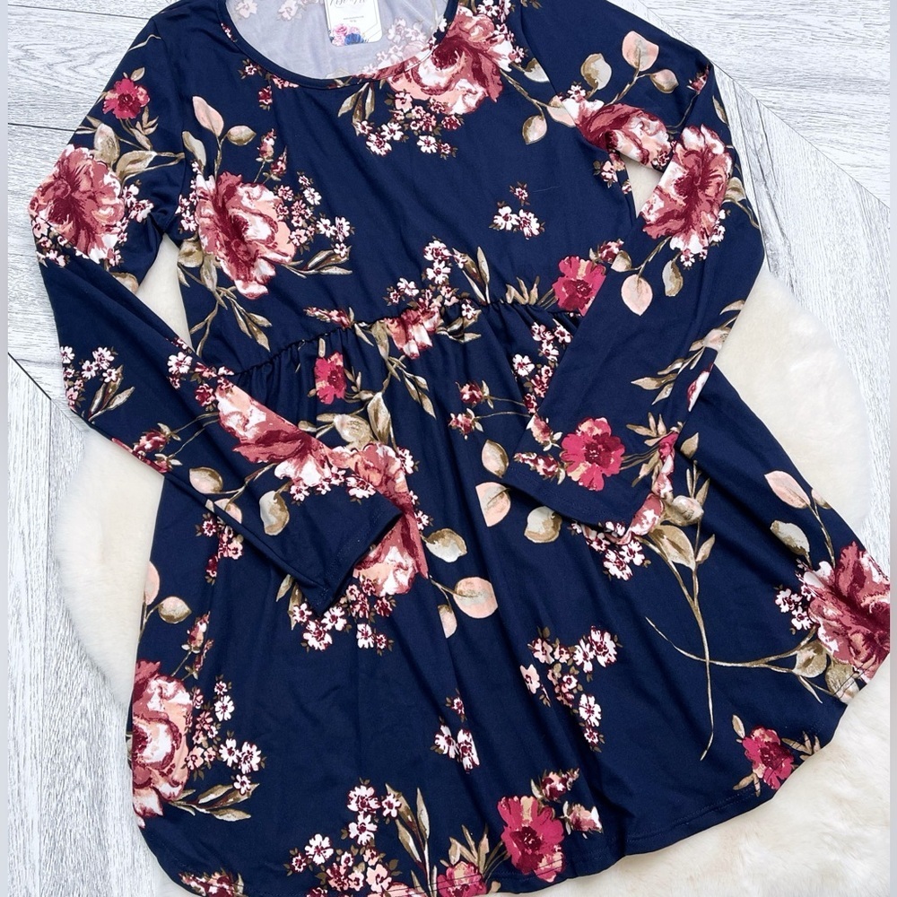 Floral Navy Babydoll Women's Top